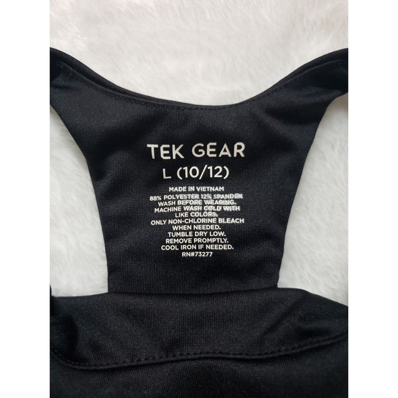 Girls Sports Bra Tek Gear Low Impact Black Color Size Large (10/12) - Picture 6 of 6
